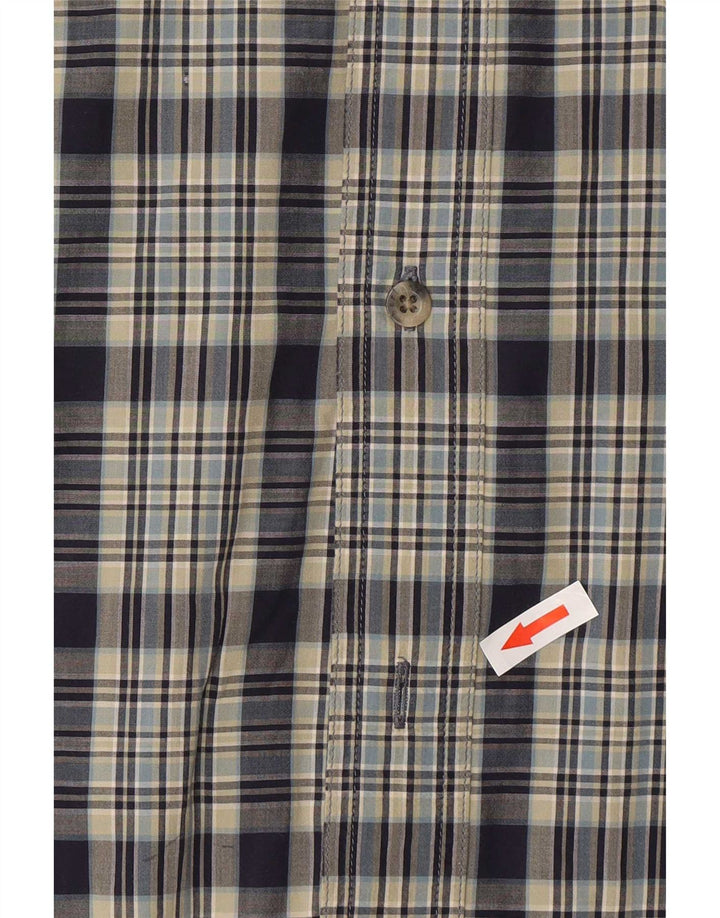 Camisa masculina Timberland de algodão xadrez azul médio