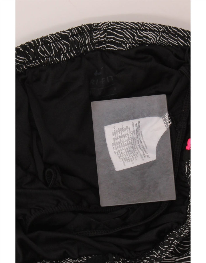 NIKE Womens Dri Fit Sport Shorts UK 16 Grande Preto Colourblock Poliéster