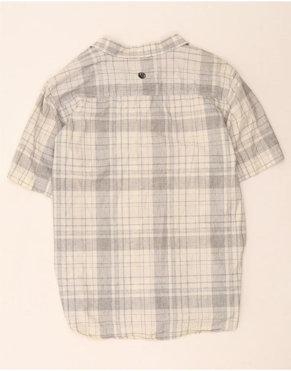 Camisa masculina de manga curta Fat Face 2XL algodão xadrez cinza