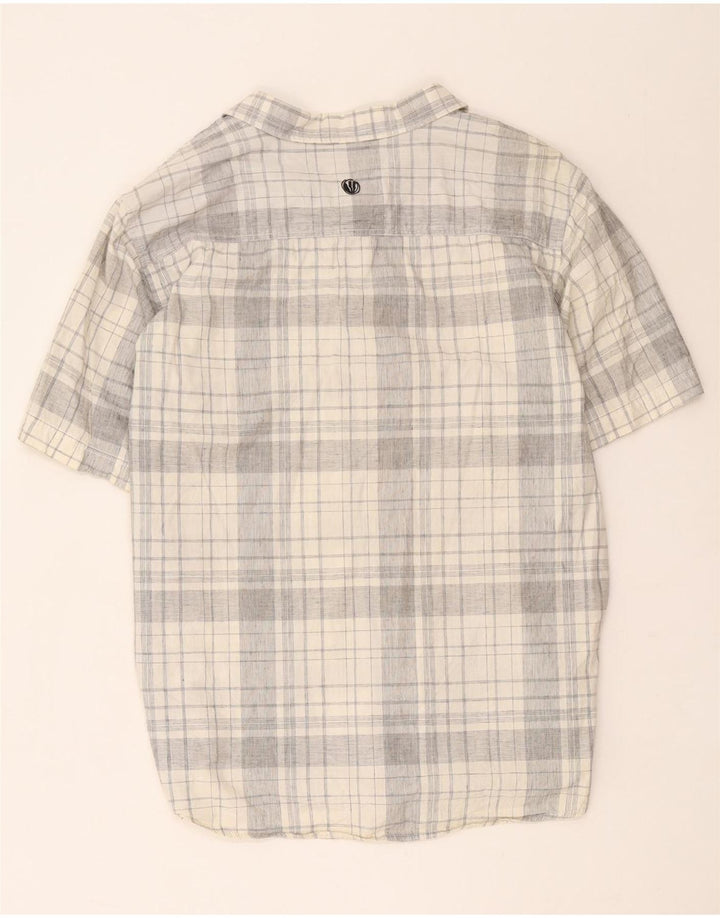 Camisa masculina de manga curta Fat Face 2XL algodão xadrez cinza