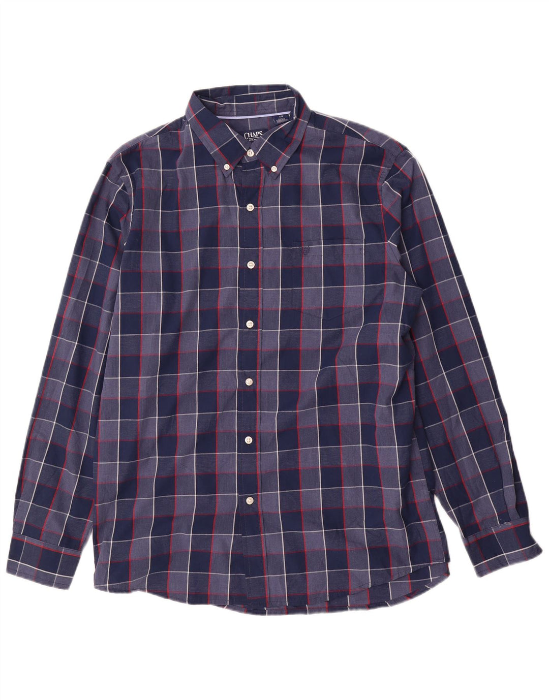 Camisa masculina Chaps Easy Care grande algodão xadrez azul marinho