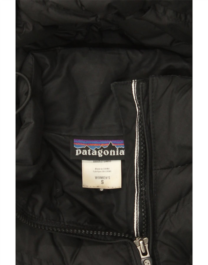 Casaco acolchoado com capuz feminino Patagonia UK 10 pequeno poliéster preto