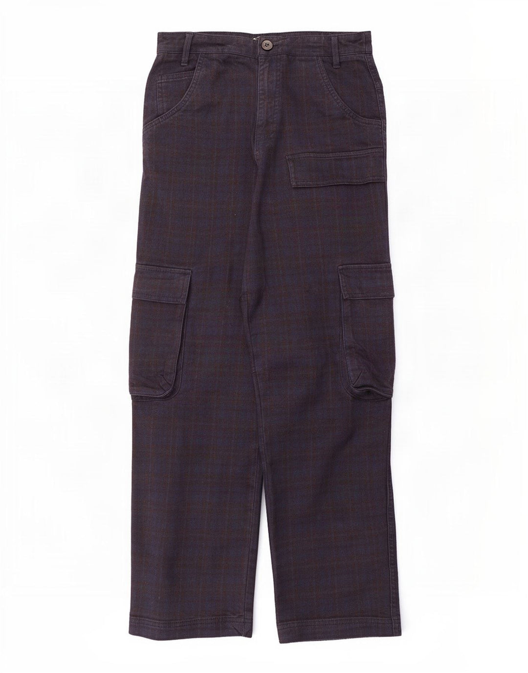 Calça cargo reta feminina Zara médio W28 L28 azul marinho xadrez