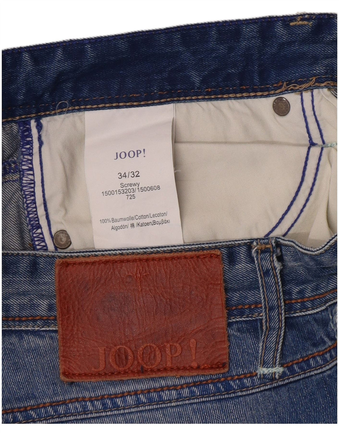 Joop Mens Tapered Jeans W34 L30 Azul Algodão