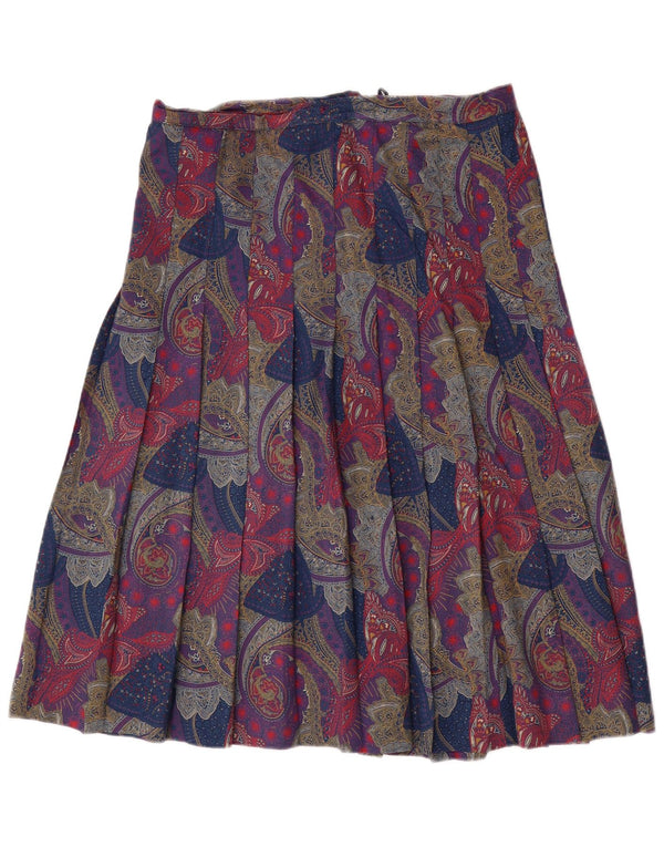 Saia plissada feminina vintage W32 grande paisley multicolorido
