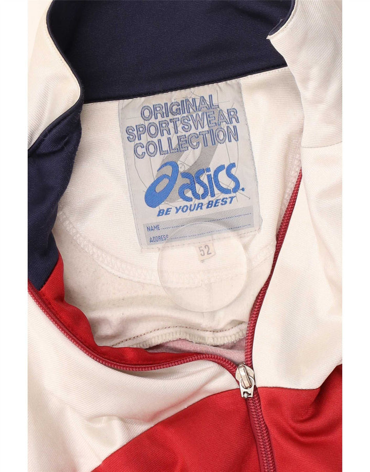 Asics Mens Graphic Tracksuit Top Jacket IT 52 Grande bloco colorido vermelho