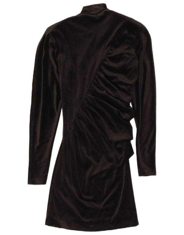 Vestido feminino Genny manga comprida veludo bodycon Reino Unido 14 médio preto acetato