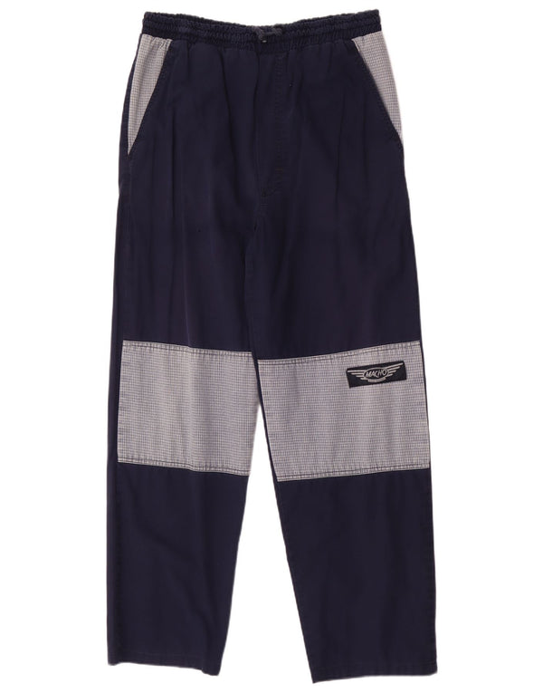 Calça casual masculina cônica Macho W32 L30 algodão colorblock azul marinho