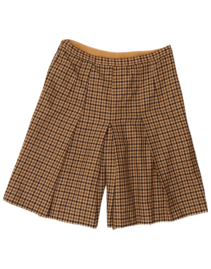 Shorts casuais femininos vintage de cintura alta W30 médio marrom houndstooth