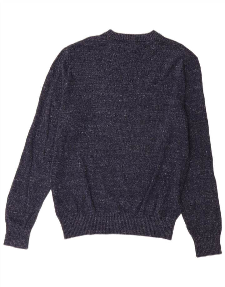Suéter masculino Gap com gola redonda, algodão manchado azul marinho médio