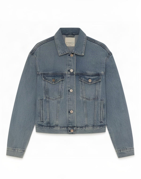 Jaqueta jeans feminina Zara UK 6 XS azul algodão