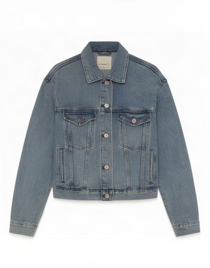 Jaqueta jeans feminina Zara UK 6 XS azul algodão