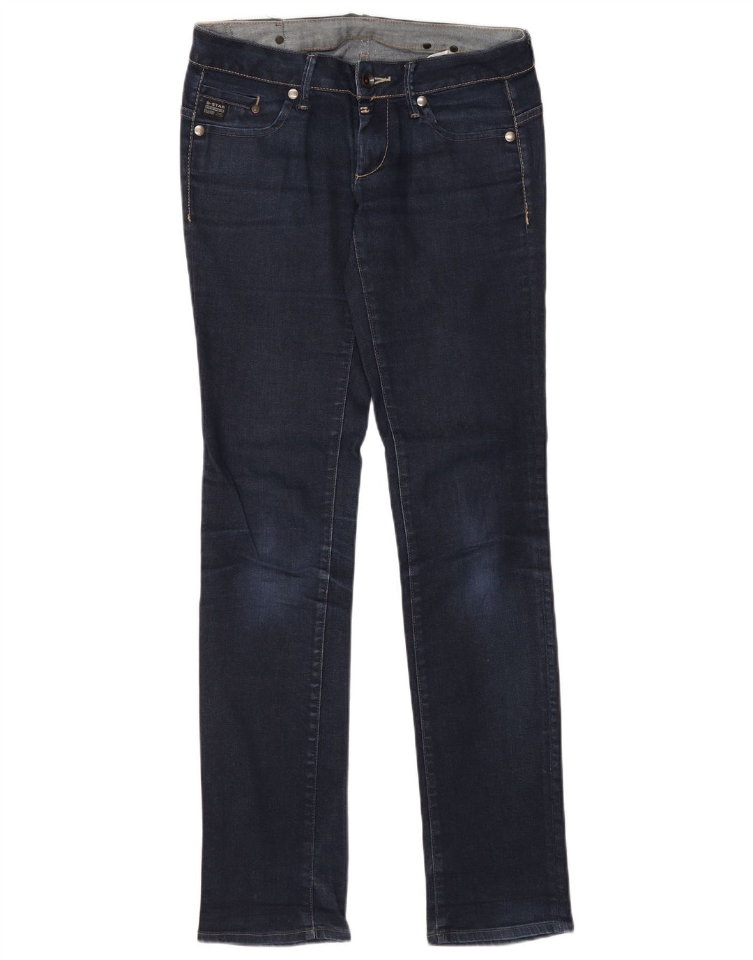Jeans retos femininos G-Star W30 L36 algodão azul marinho
