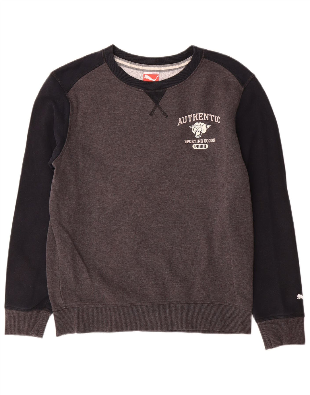 Puma masculino gráfico moletom jumper pequeno cinza colorblock algodão