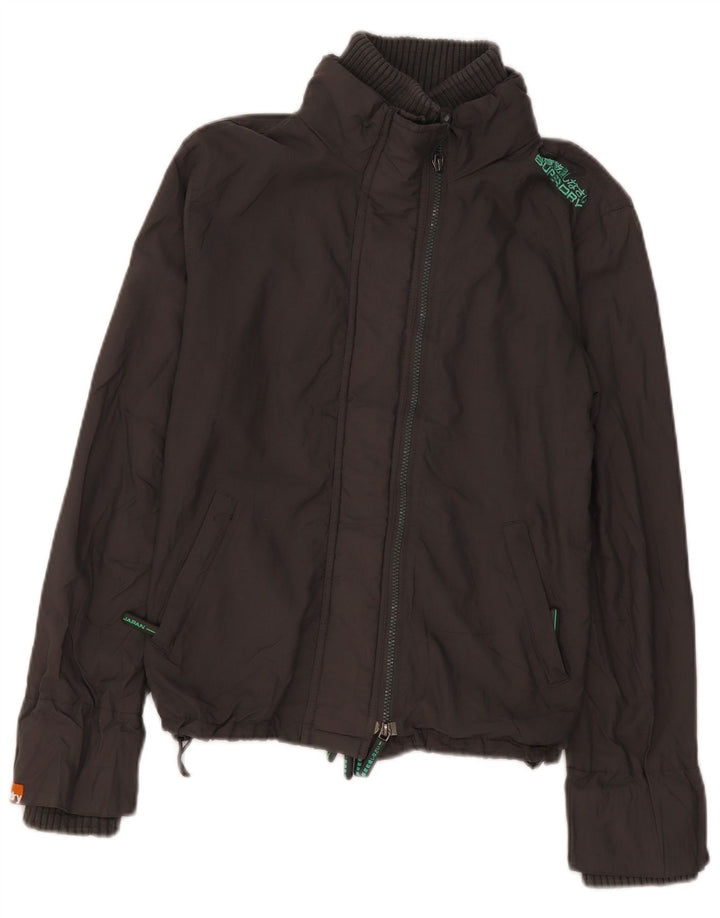 Jaqueta bomber feminina Superdry UK 16 grande cinza nylon