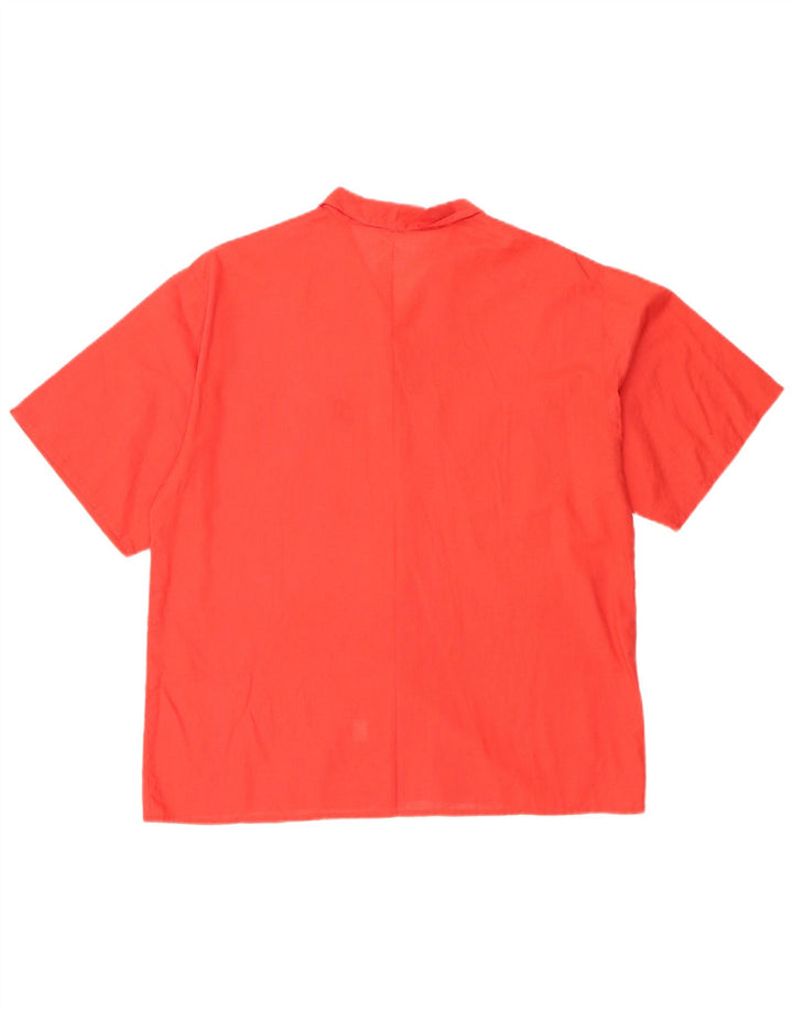 Camisa feminina vintage de manga curta IT 46 grande algodão vermelho