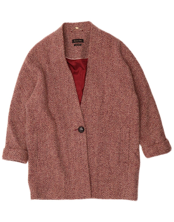 Sobretudo feminino Massimo Dutti UK 14 médio vermelho espinha de peixe viscose