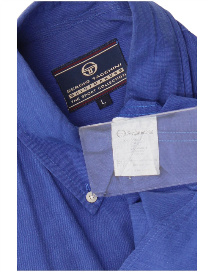 Camisa masculina de manga curta Sergio Tacchini grande algodão azul