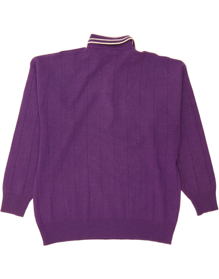 NORTH POLE Mens Polo Neck Jumper Sweater XL Purple Striped Wool Vintage North Pole and Second-Hand North Pole from Messina Hembry 