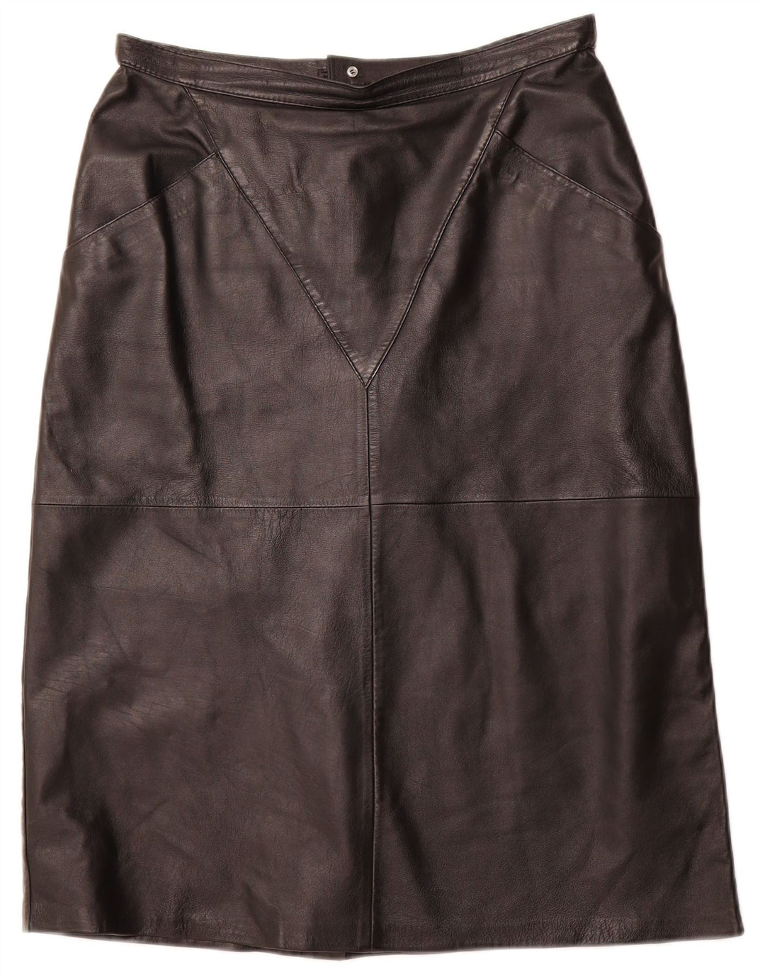 Saia feminina de couro VINTAGE IT 44 médio W32 preta