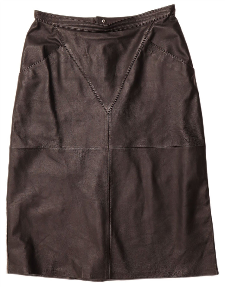 Saia feminina de couro VINTAGE IT 44 médio W32 preta