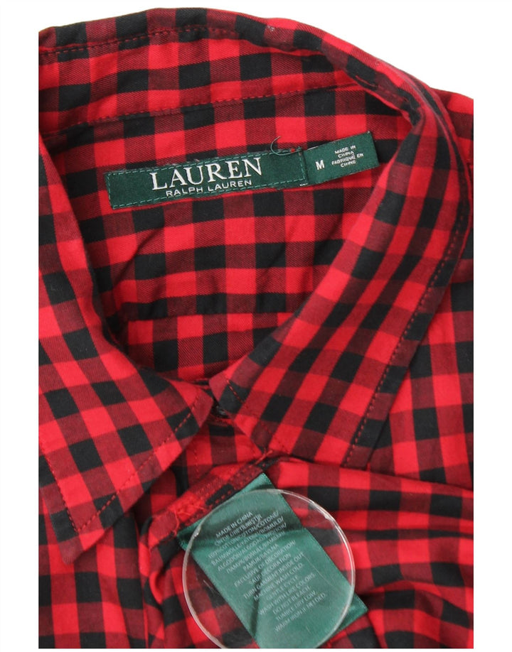 Camisa feminina Ralph Lauren Reino Unido 14 algodão guingão vermelho médio