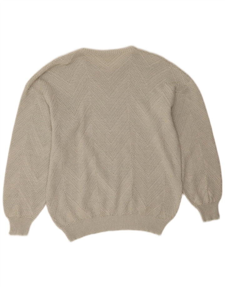 Suéter vintage masculino com gola redonda grande cinza