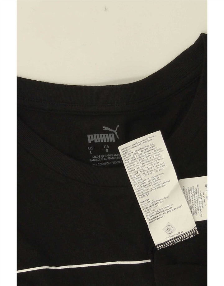 Puma Mens Graphic T-Shirt Top Grande Algodão Preto