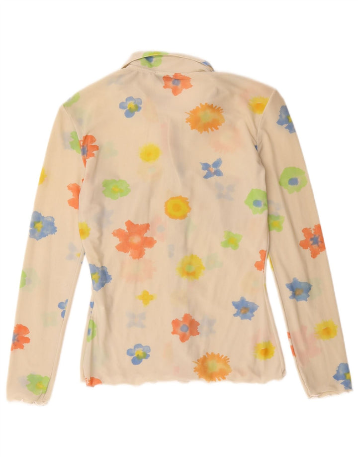 Blusa camisa feminina Max & Co. Reino Unido 12 médio off white floral