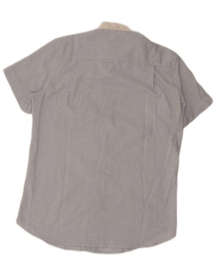 Wrangler Camisa masculina de manga curta listrada azul médio