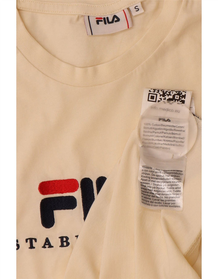 Fila Mens Graphic T-Shirt Top Pequeno Algodão Bege