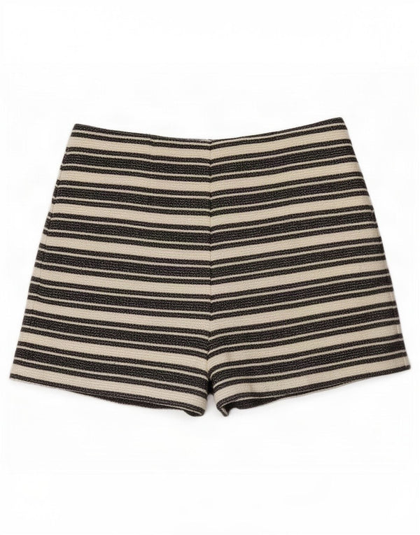 Calça quente feminina de cintura alta Whistles UK 10 pequena W30 listrada bege