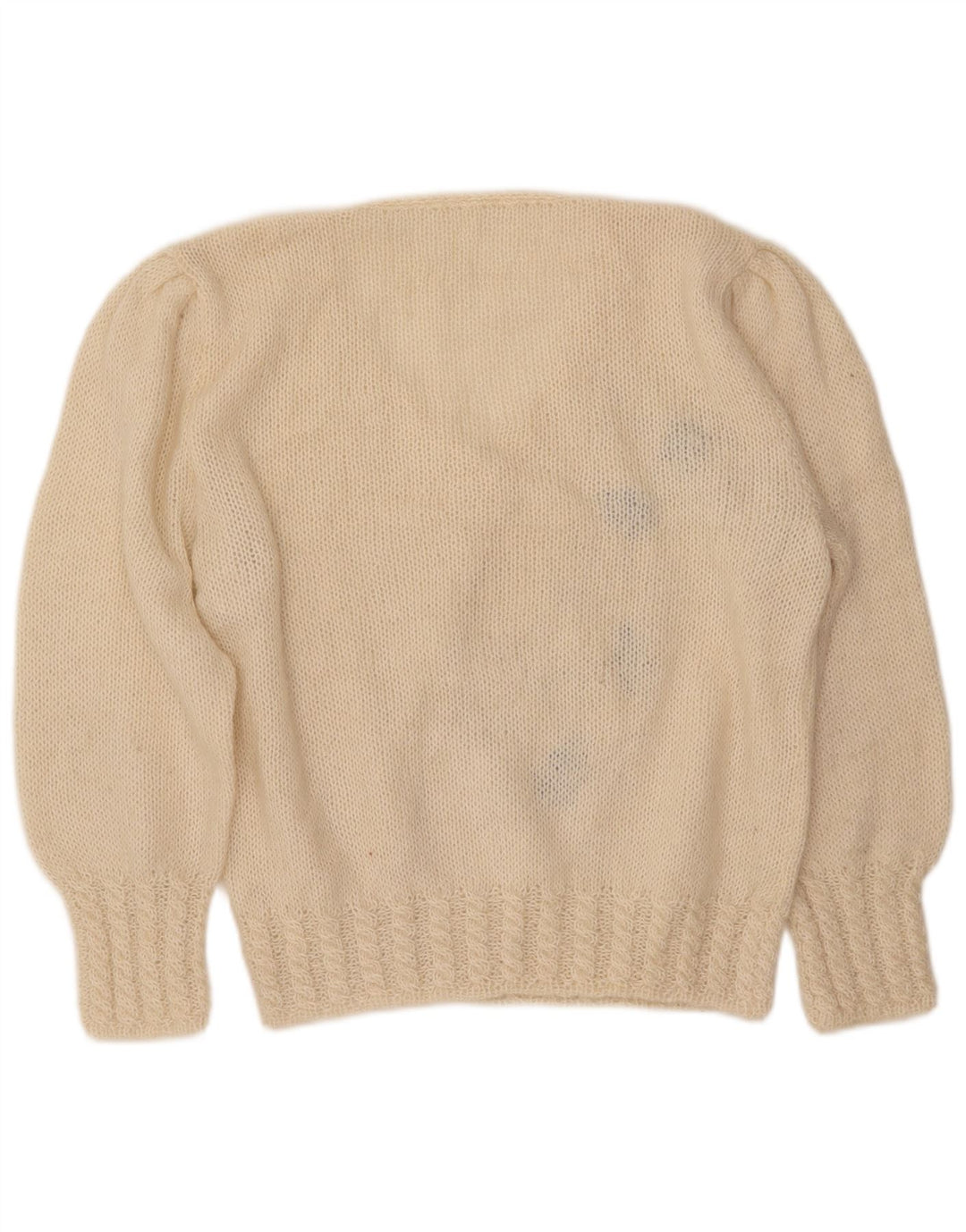 Suéter feminino VINTAGE com decote em V Reino Unido 16 grande branco floral