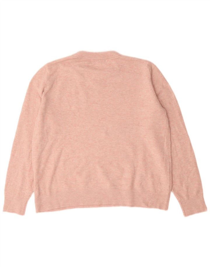 Suéter feminino Marks & Spencer com gola redonda Reino Unido 14 poliéster rosa médio