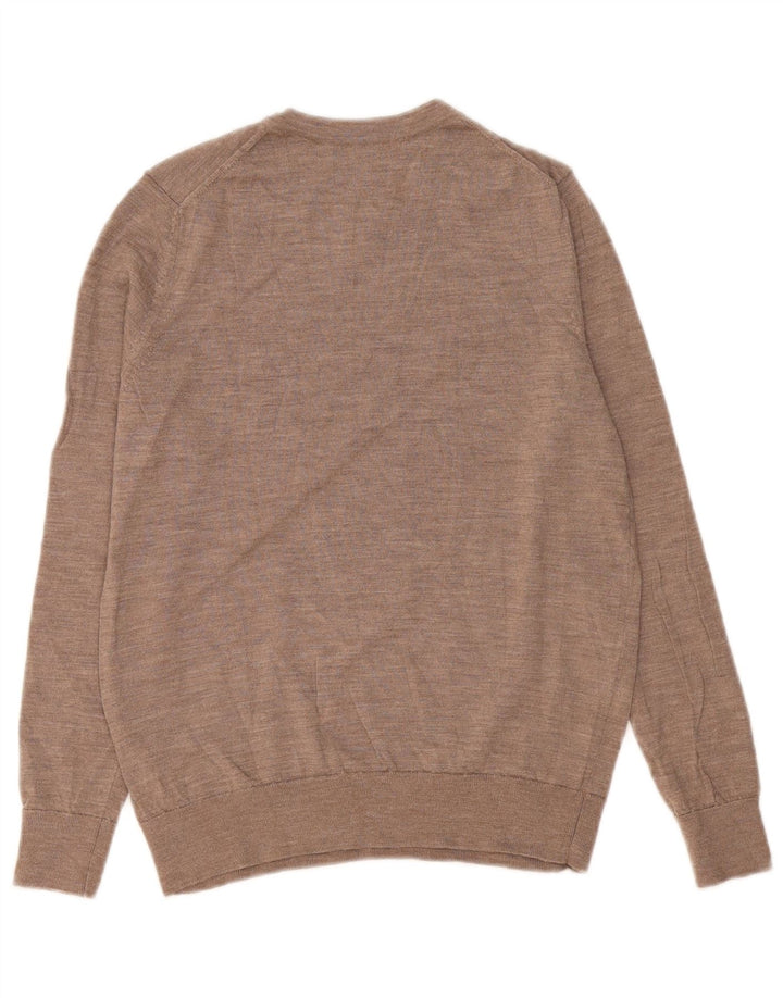Suéter feminino Marks & Spencer com gola redonda Reino Unido 14 marrom médio manchado