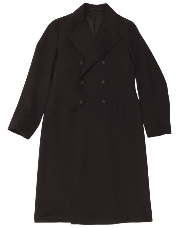 Casaco masculino vintage com peito duplo UK 34 XS preto