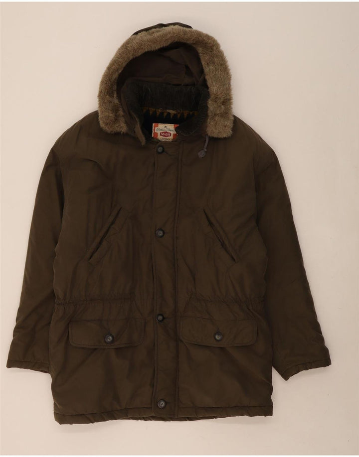 Casaco masculino acolchoado com capuz MASH UK 42 XL algodão cáqui