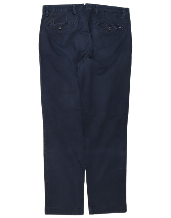 Calças Chino retas masculinas Hackett W34 L32 algodão azul marinho
