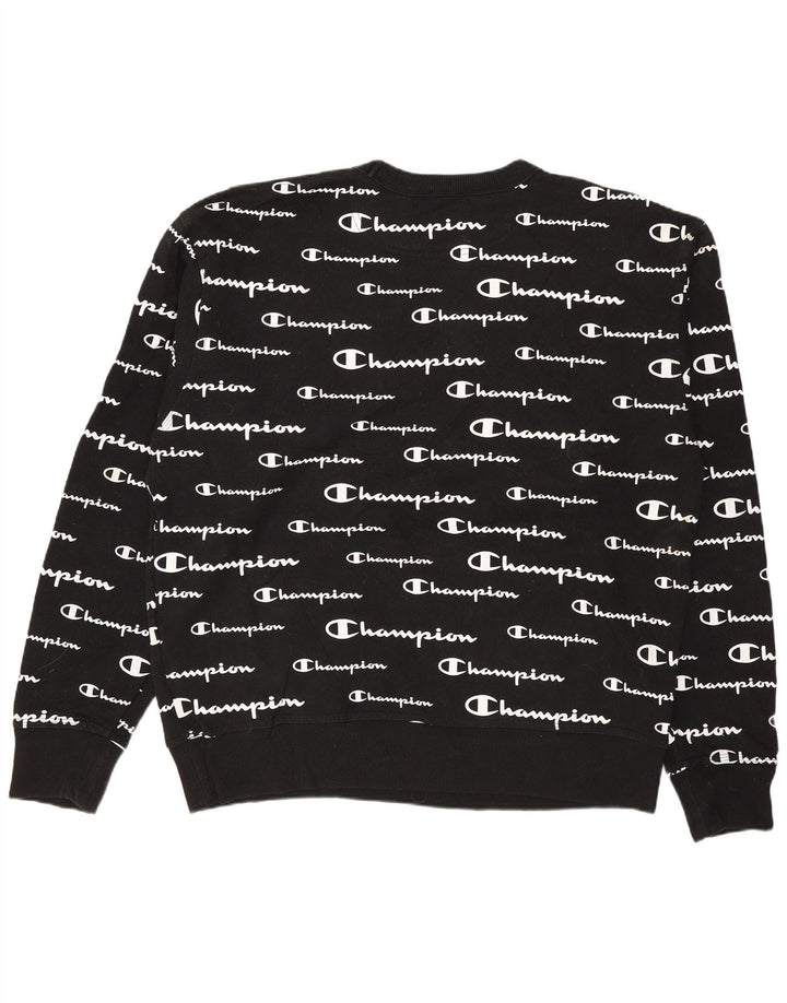 Champion masculino gráfico moletom jumper médio algodão preto