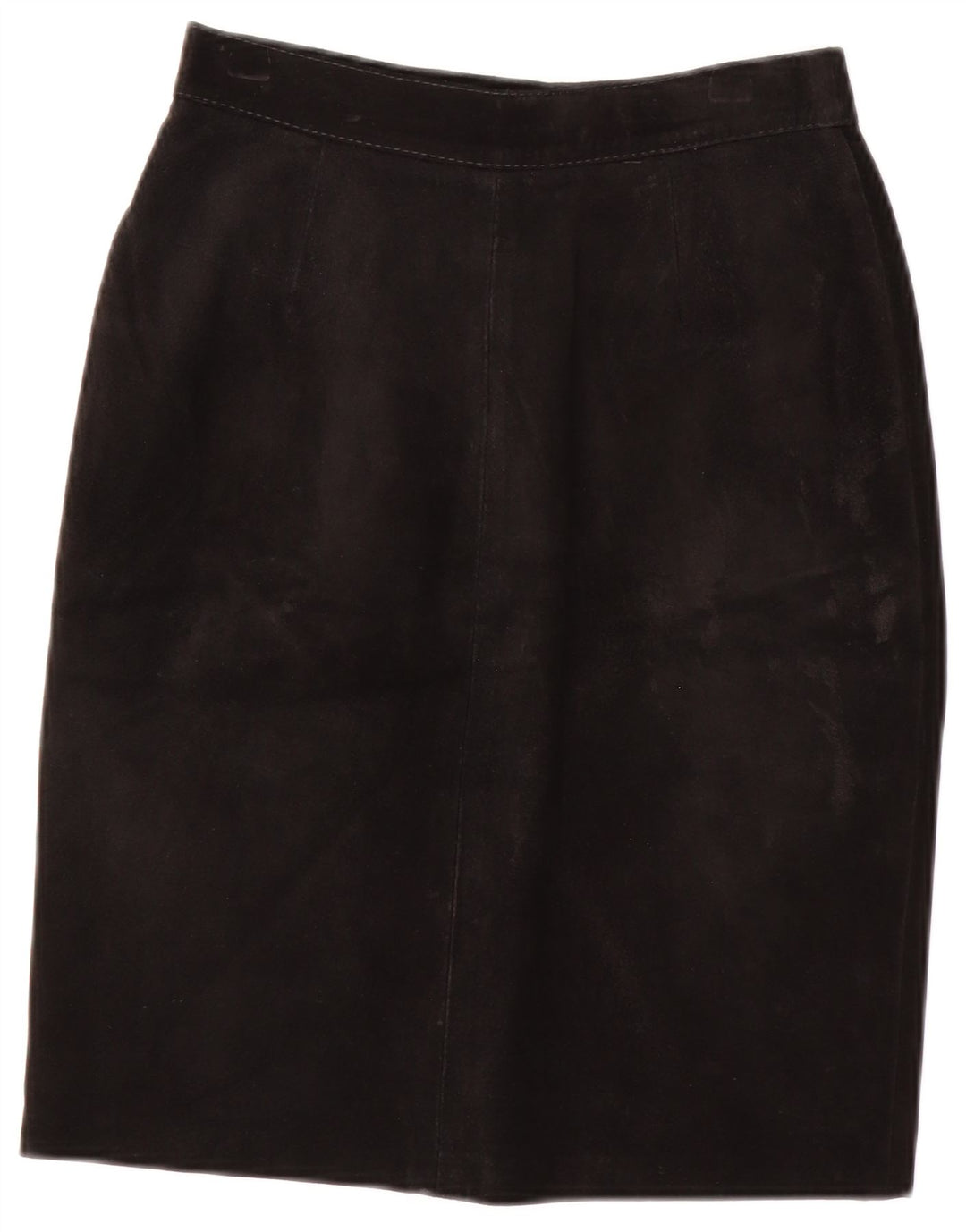 Saia feminina vintage de camurça IT 40 pequena W24 preta