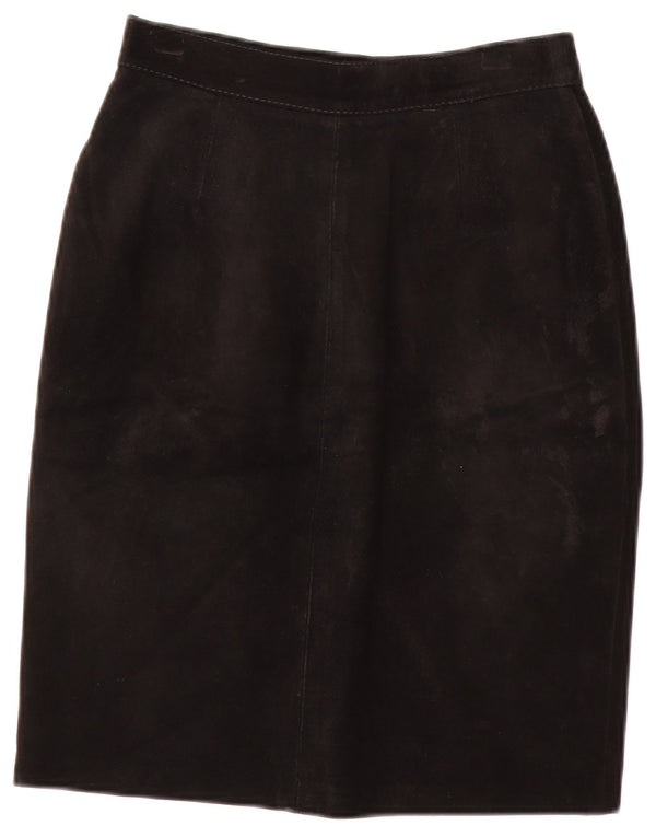 Saia feminina vintage de camurça IT 40 pequena W24 preta