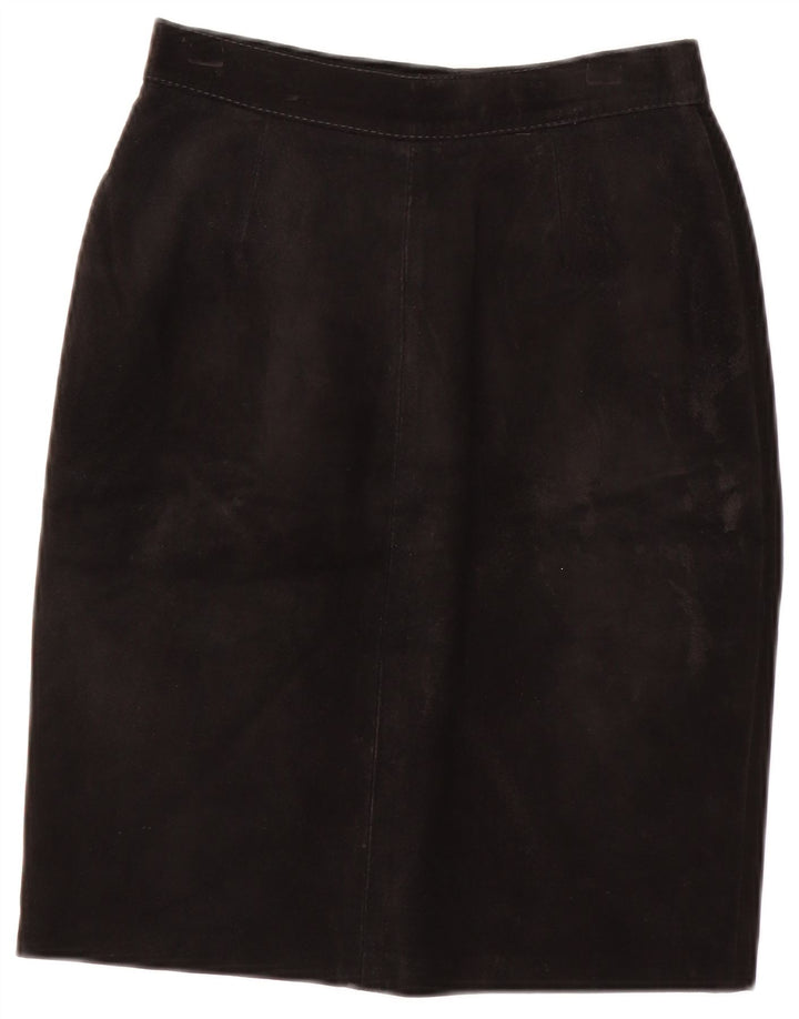 Saia feminina vintage de camurça IT 40 pequena W24 preta