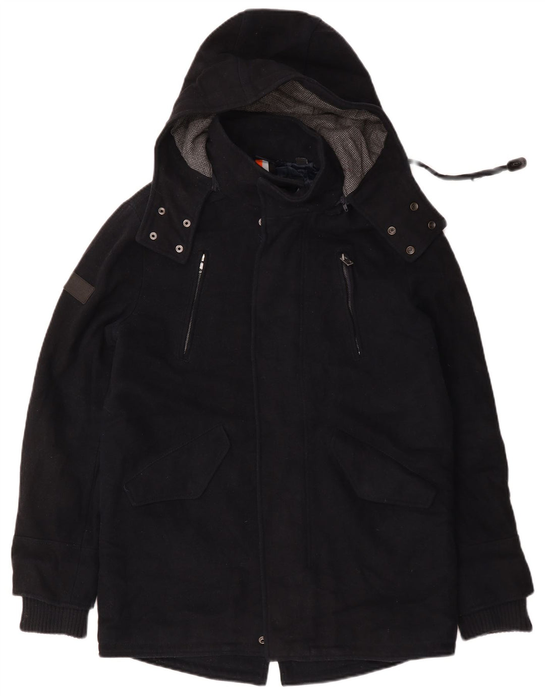 Jaqueta Parka masculina Superdry com capuz UK 36 pequena lã azul marinho