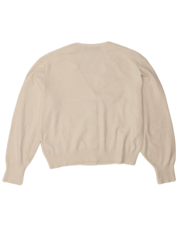 Suéter cardigã feminino Marks & Spencer UK 14 médio off white viscose