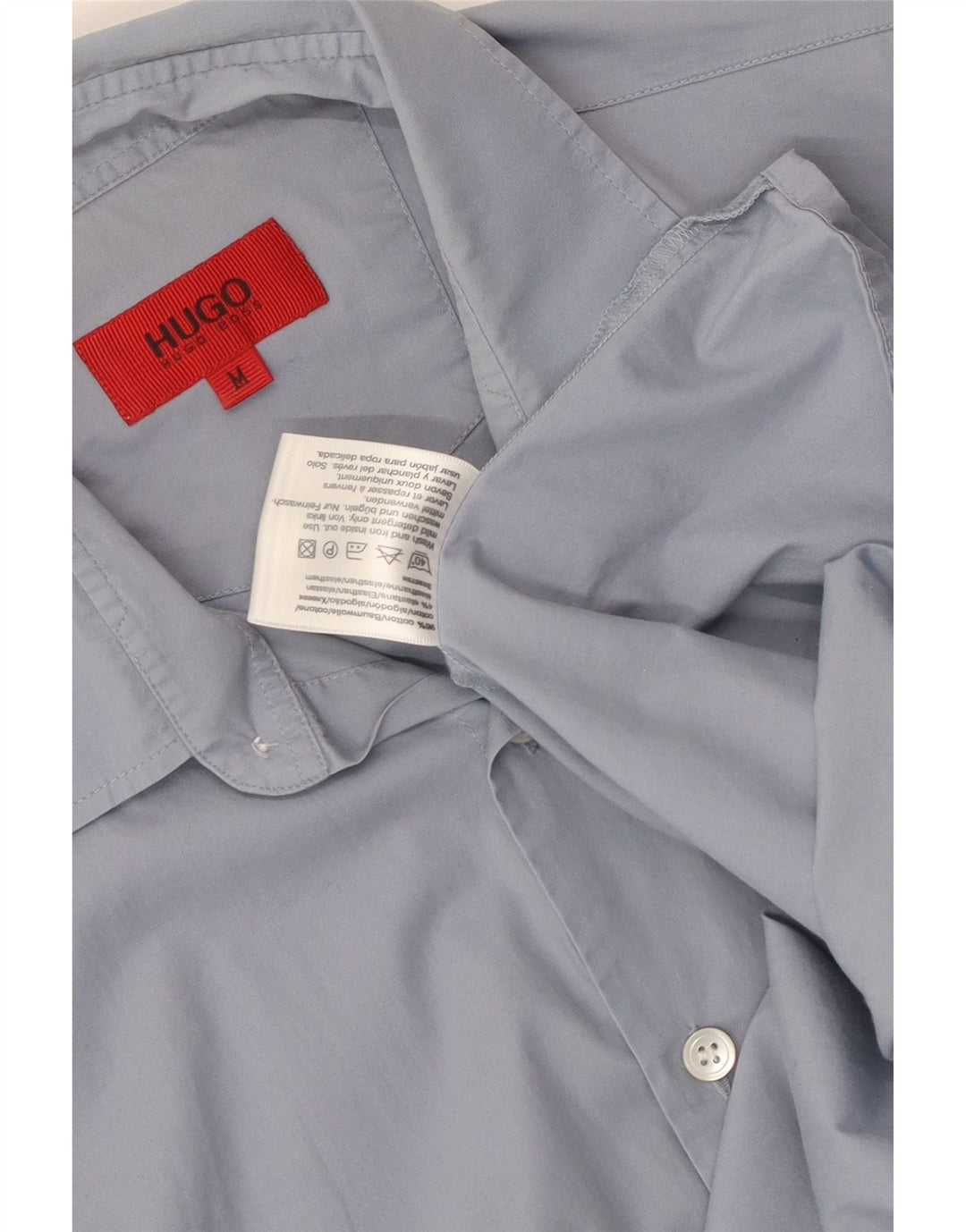 Camisa masculina Hugo Boss algodão azul médio