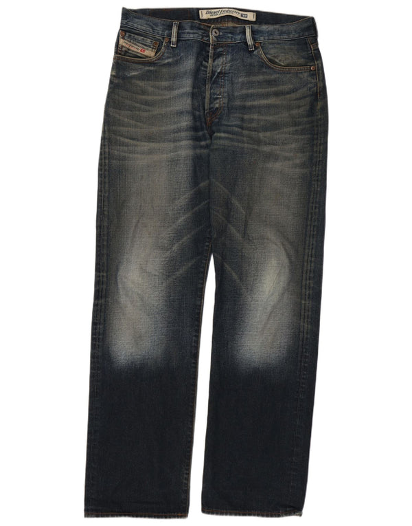 Diesel Mens Straight Jeans W34 L34 Azul Marinho Algodão