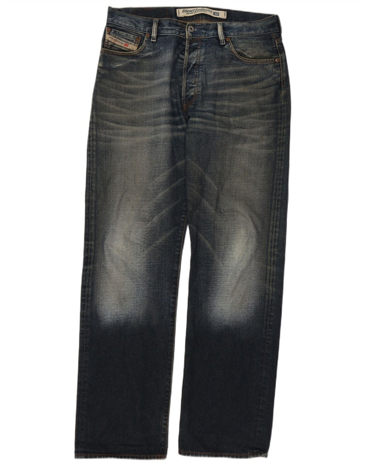 Diesel Mens Straight Jeans W34 L34 Azul Marinho Algodão