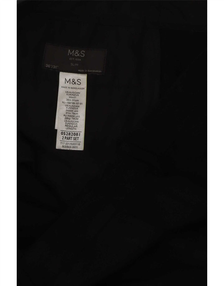 Calça Chino Slim Masculina Marks & Spencer W36 L31 Poliéster Preto