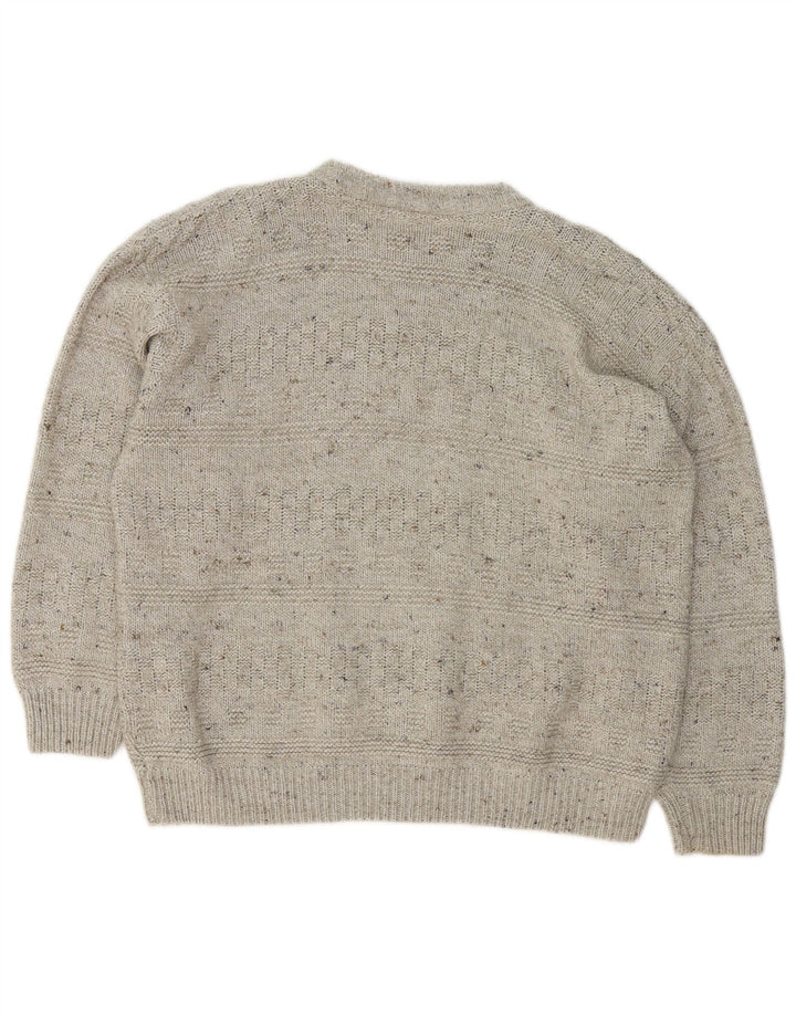 Suéter vintage masculino com gola redonda grande cinza