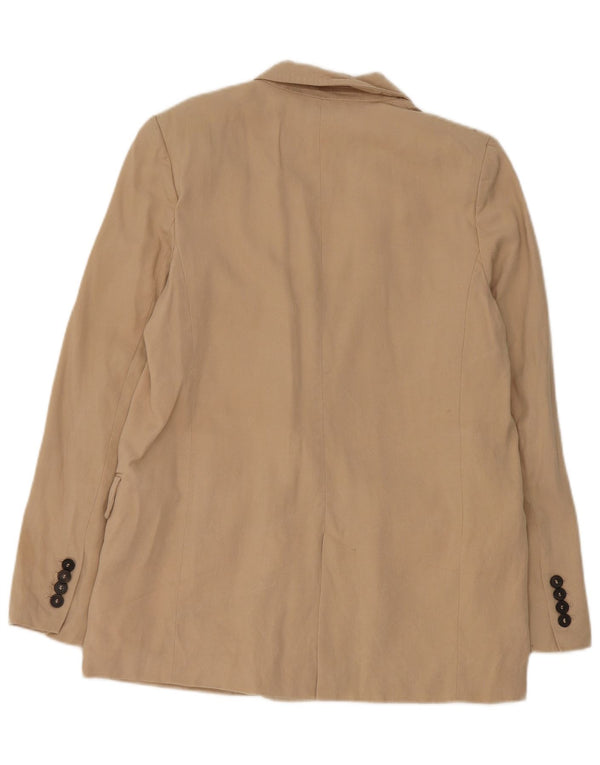 Jaqueta blazer feminina Zara com 1 botão Reino Unido 6 XS Bege Lyocell